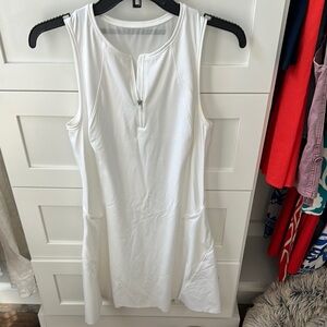 Athleta White Tennis Dress with Zipper and Sheer Back